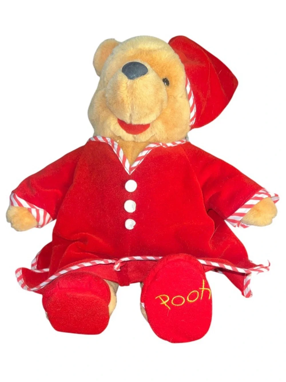 Vintage Disney Store Winnie the Pooh Christmas Pajama Plush Bear 14